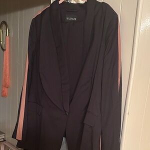 Wildfang Women's Black Blazer with Pink Stripes